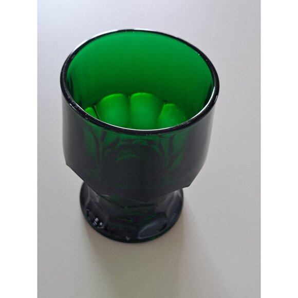 Anchor Hocking Georgian Forest Green Glass Goblet 4.5" Vintage Drinking Glass - Picture 2 of 7